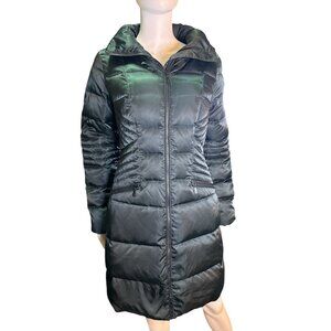 1 Madison Womens Down Puffer Long Coat Luxe Outerwear Dark Jade Winter Small EUC